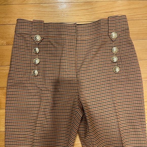 Derek Lam 10 Crosby rust Multicolor cropped dress pants with gold buttons. - Picture 2 of 3